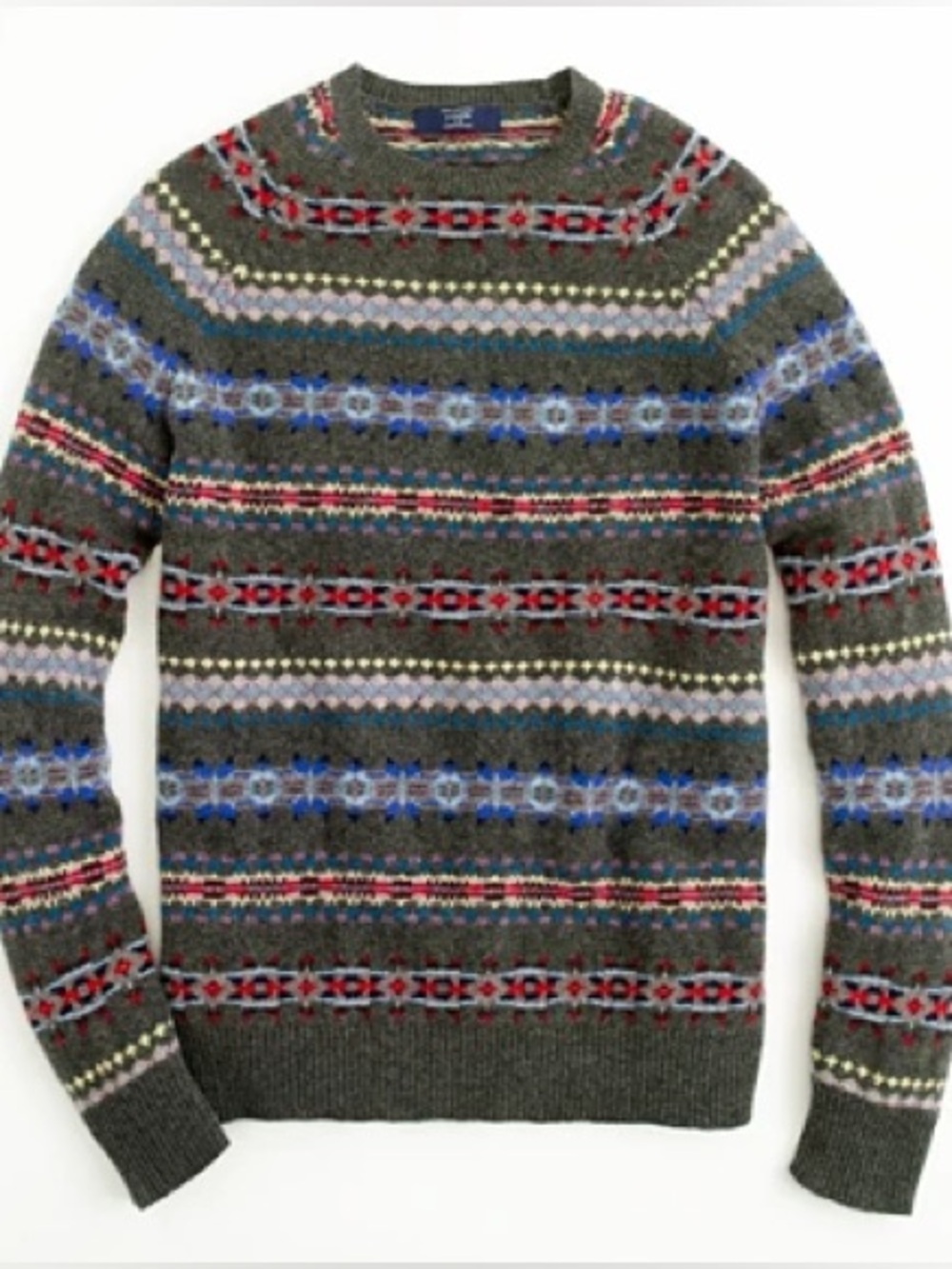 J Crew 100% Lambswool Fair Isle Sweater